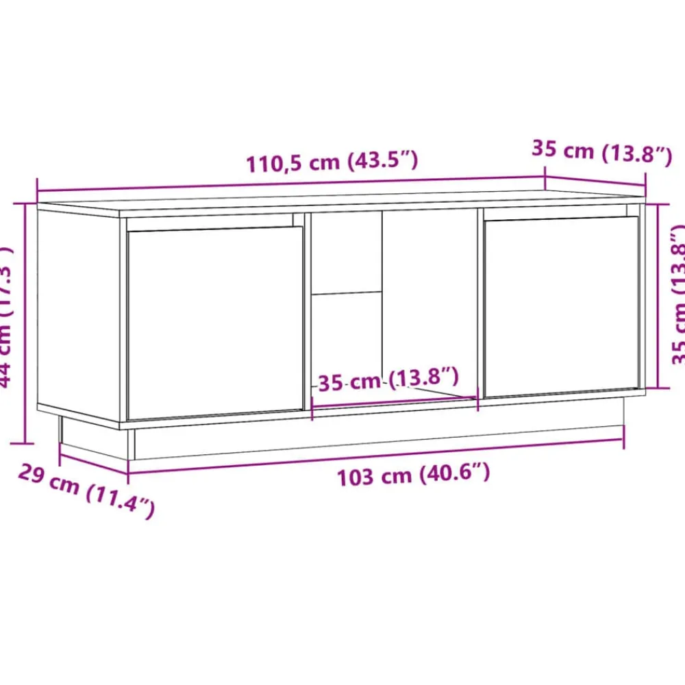 vidaXL Muebles Tv-Mueble para TV madera maciza de pino marrón miel 110,5x35x44 cm