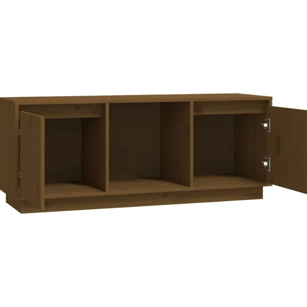 vidaXL Muebles Tv-Mueble para TV madera maciza de pino marrón miel 110,5x35x44 cm