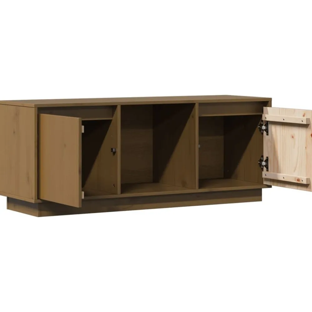 vidaXL Muebles Tv-Mueble para TV madera maciza de pino marrón miel 110,5x35x44 cm