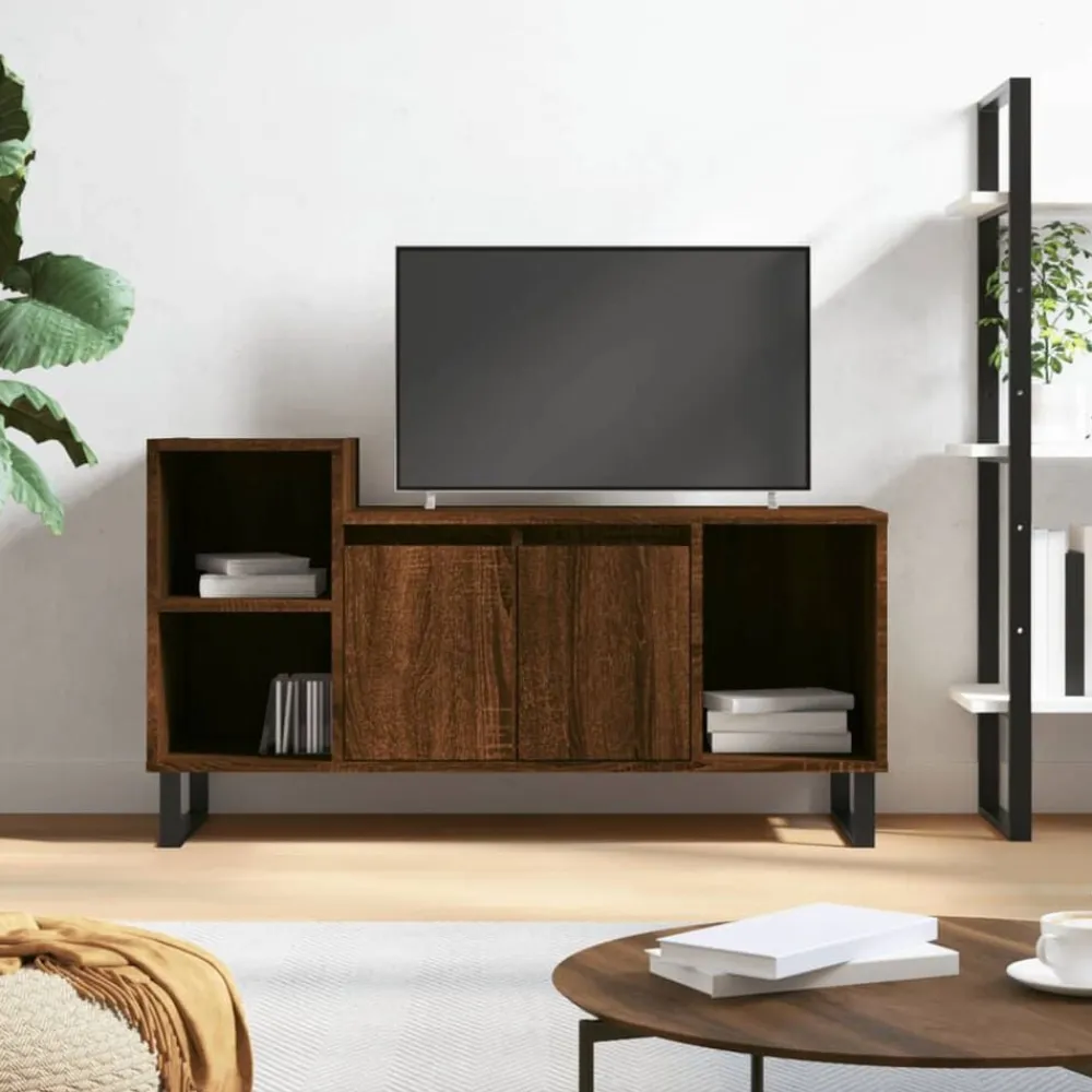 vidaXL Mueble para TV madera contrachapada marrón roble 100x35x55 cm Marrón roble