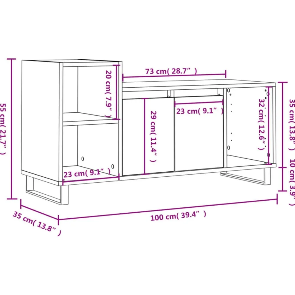 vidaXL Mueble para TV madera contrachapada marrón roble 100x35x55 cm Marrón roble