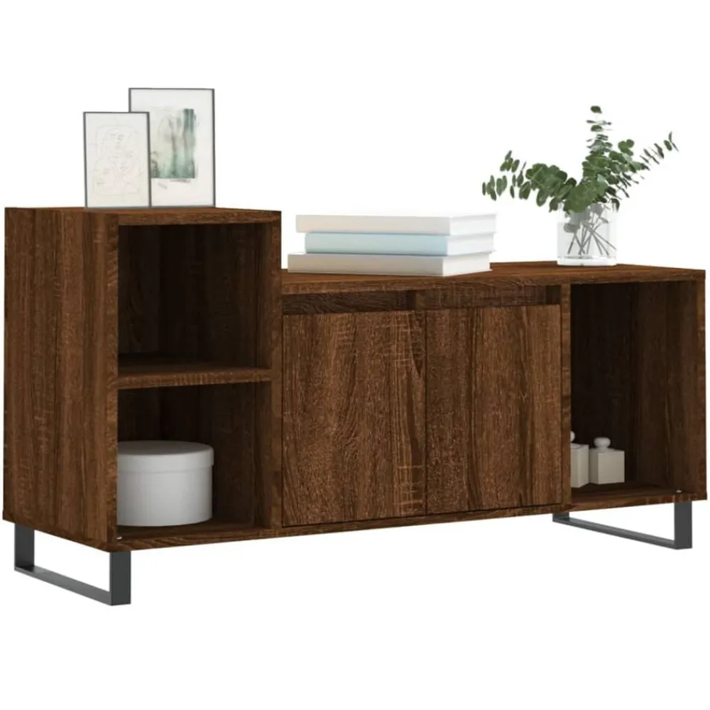 vidaXL Mueble para TV madera contrachapada marrón roble 100x35x55 cm Marrón roble