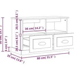 vidaXL Muebles Tv-Mueble para TV madera contrachapada 80x35x50 cm