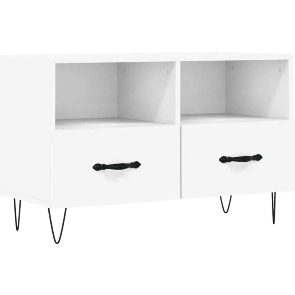 vidaXL Mueble para TV madera contrachapada 80x36x50 cm Blanco Clearance
