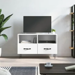 vidaXL Mueble para TV madera contrachapada 80x36x50 cm Blanco Clearance