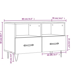vidaXL Mueble para TV madera contrachapada 80x36x50 cm Blanco Clearance