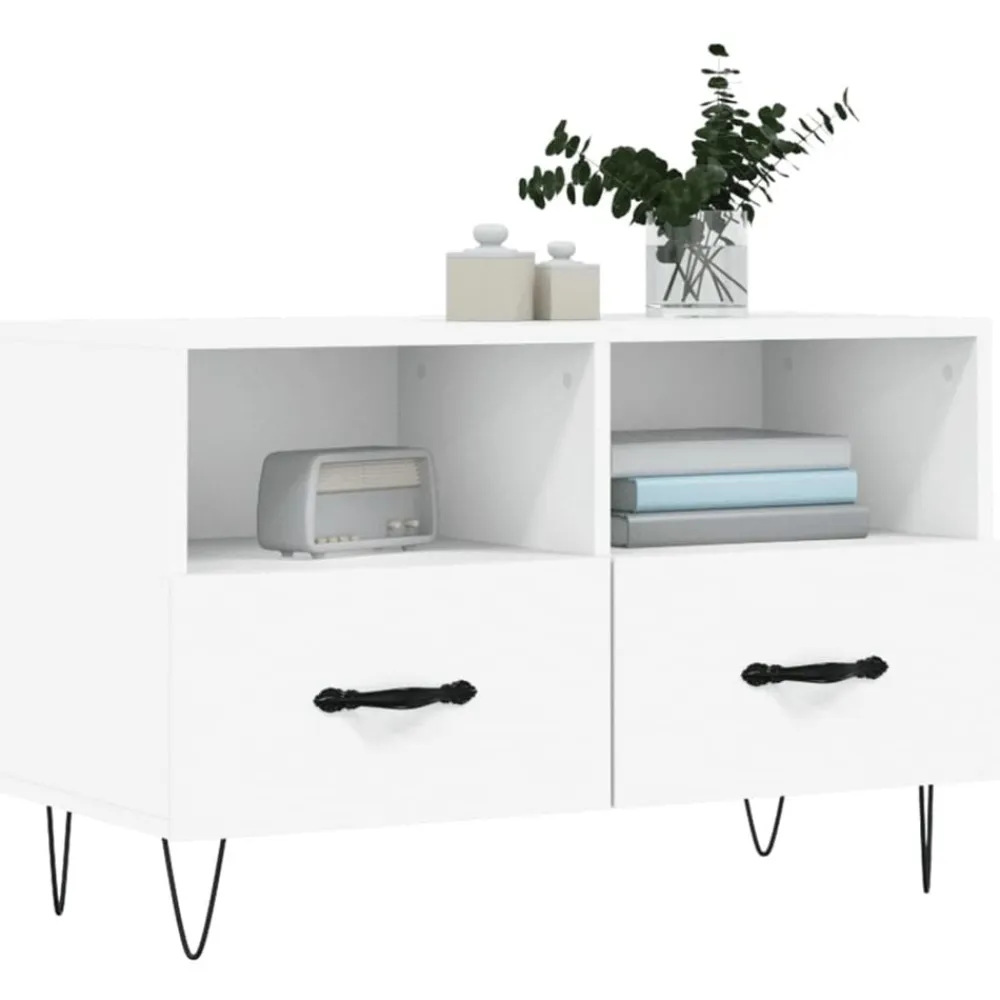 vidaXL Mueble para TV madera contrachapada 80x36x50 cm Blanco Clearance