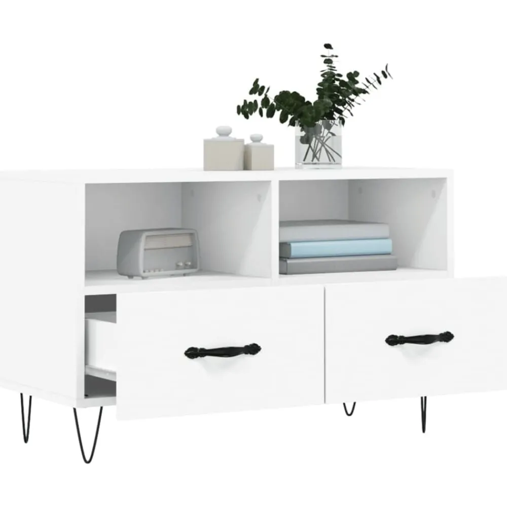 vidaXL Mueble para TV madera contrachapada 80x36x50 cm Blanco Clearance