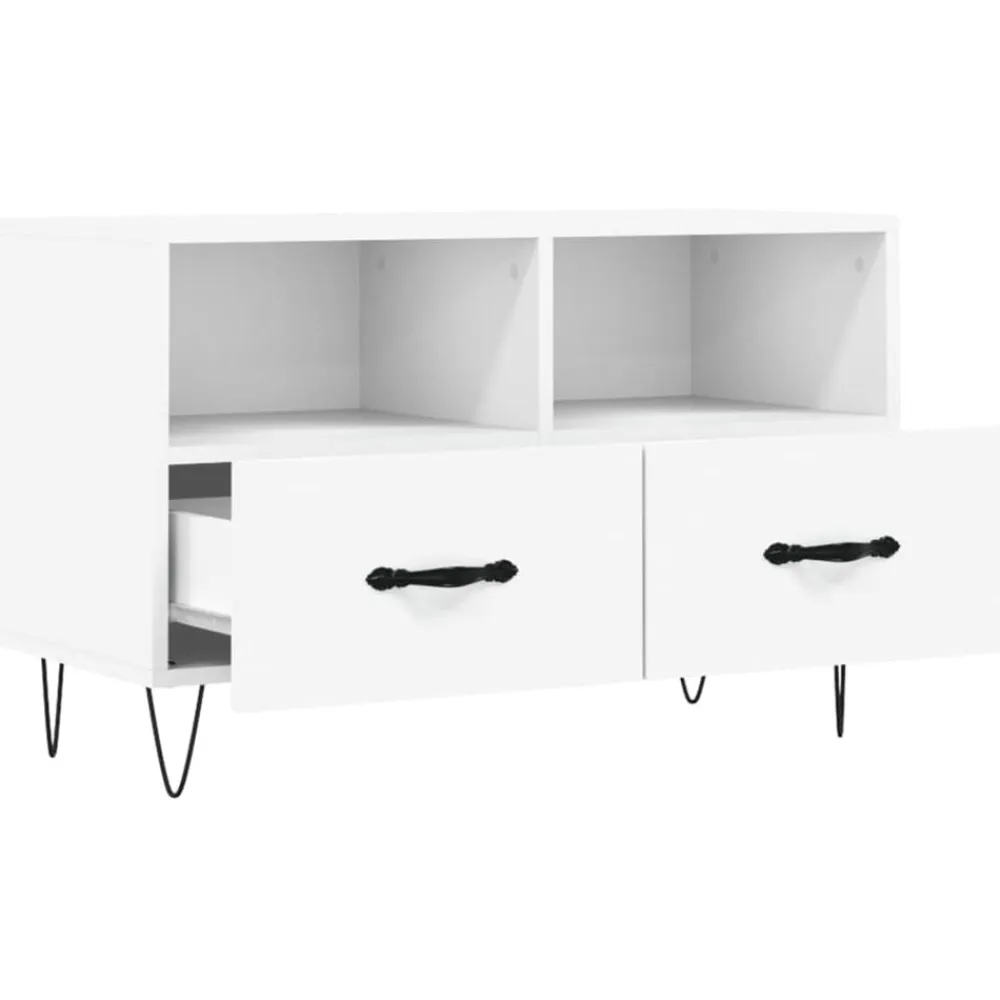 vidaXL Mueble para TV madera contrachapada 80x36x50 cm Blanco Clearance