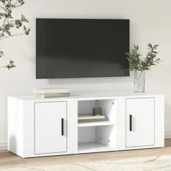 vidaXL Mueble para TV madera contrachapada 100x31,5x35 cm Blanco Clearance