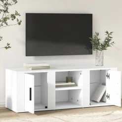 vidaXL Mueble para TV madera contrachapada 100x31,5x35 cm Blanco Clearance