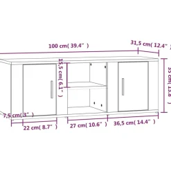 vidaXL Mueble para TV madera contrachapada 100x31,5x35 cm Blanco Clearance