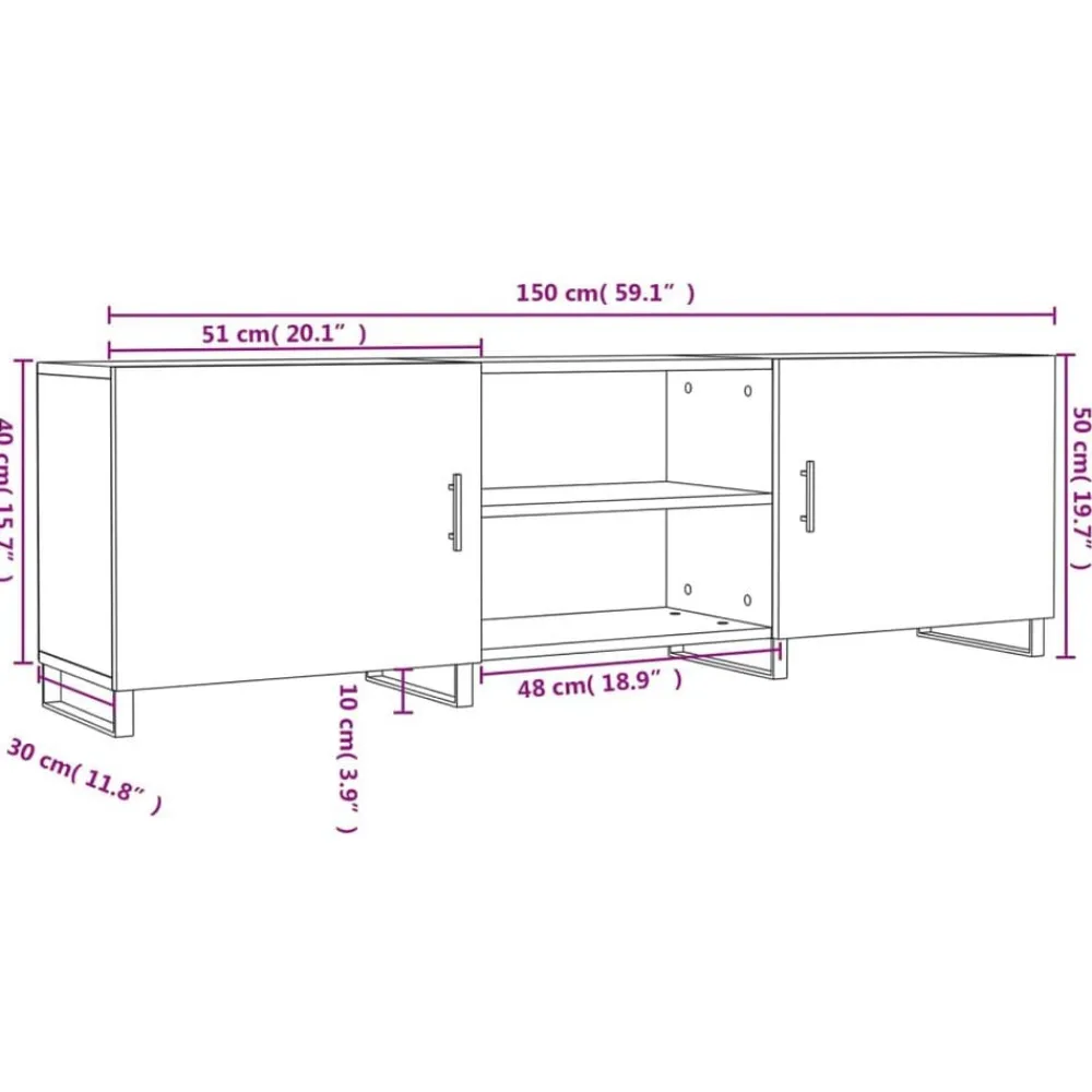 vidaXL Muebles Tv-Mueble para TV madera de ingeniería 150x30x50 cm
