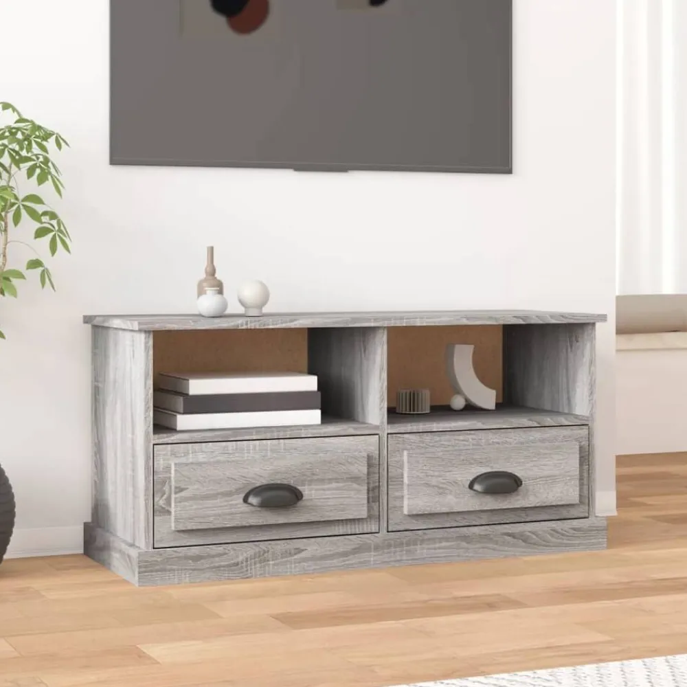 vidaXL Mueble para TV madera contrachapada 93x35,5x45 cm Gris sonoma New