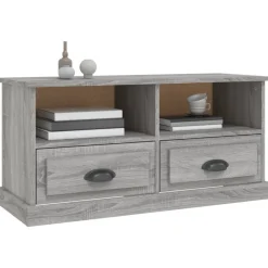 vidaXL Mueble para TV madera contrachapada 93x35,5x45 cm Gris sonoma New