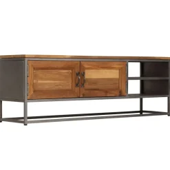 vidaXL Muebles Tv-Mueble para TV madera de teca reciclada y acero 120x30x40 cm