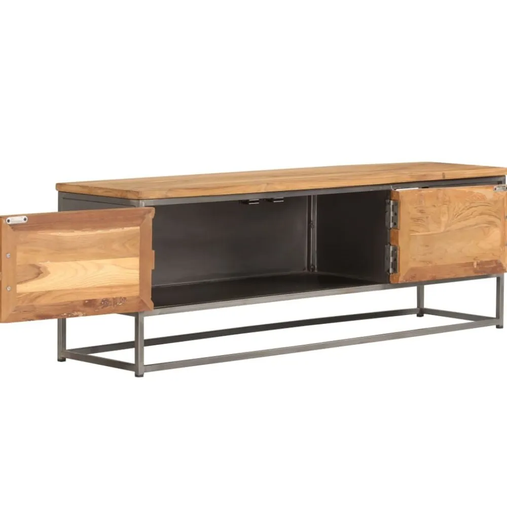 vidaXL Muebles Tv-Mueble para TV madera de teca reciclada y acero 120x30x40 cm