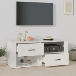vidaXL Mueble para TV madera contrachapada 100x35x40 cm Blanco Best