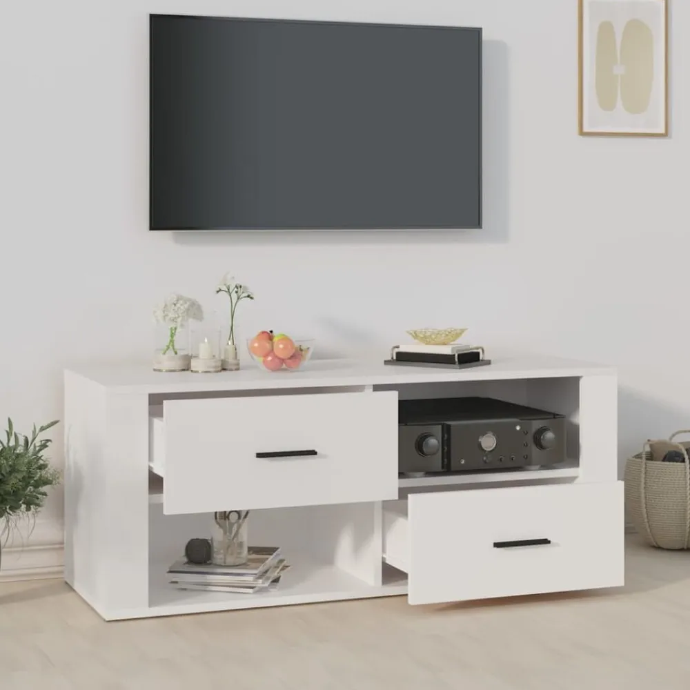 vidaXL Mueble para TV madera contrachapada 100x35x40 cm Blanco Best
