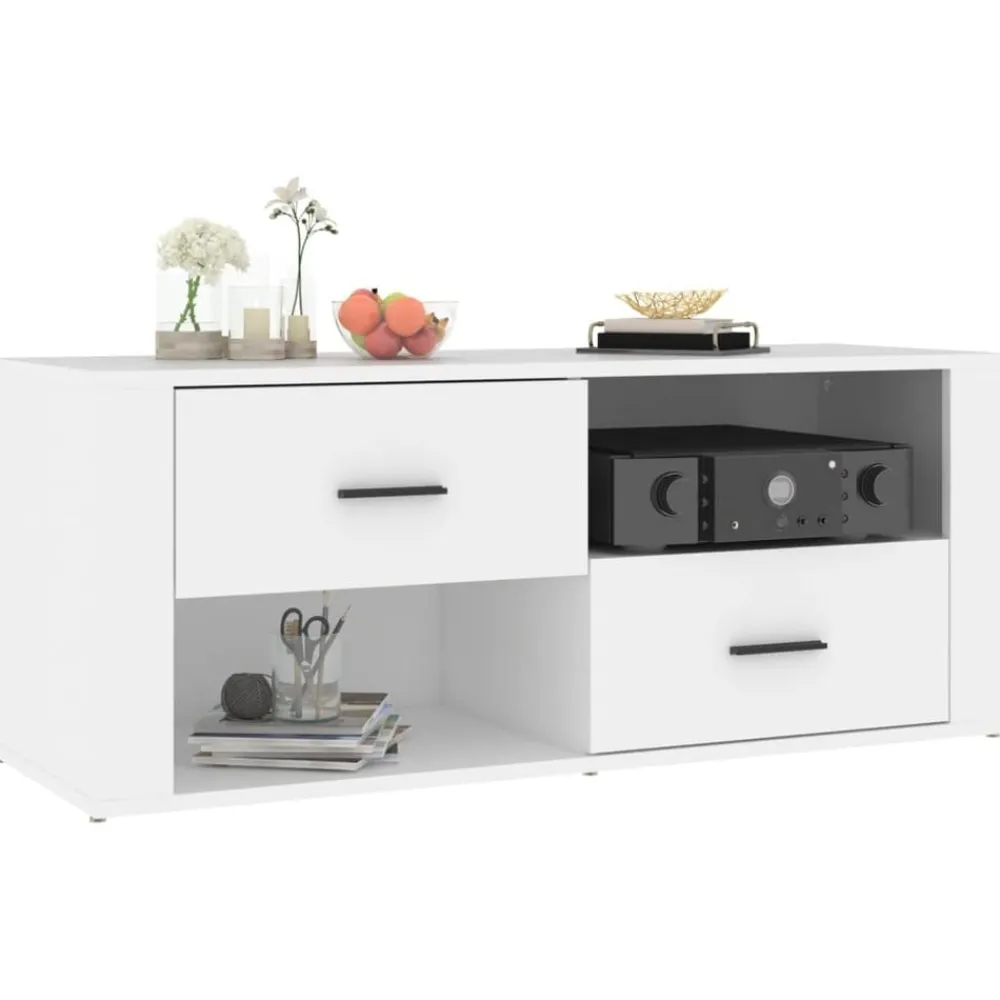 vidaXL Mueble para TV madera contrachapada 100x35x40 cm Blanco Best
