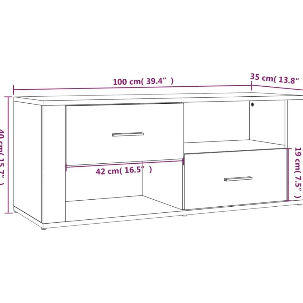 vidaXL Mueble para TV madera contrachapada 100x35x40 cm Blanco Best
