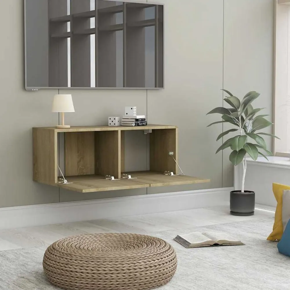 vidaXL Mueble para TV madera contrachapada color roble 80x30x30 cm Roble Sonoma Hot