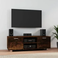 vidaXL Mueble para TV madera contrachapada 120x40,5x35cm Roble ahumado Clearance