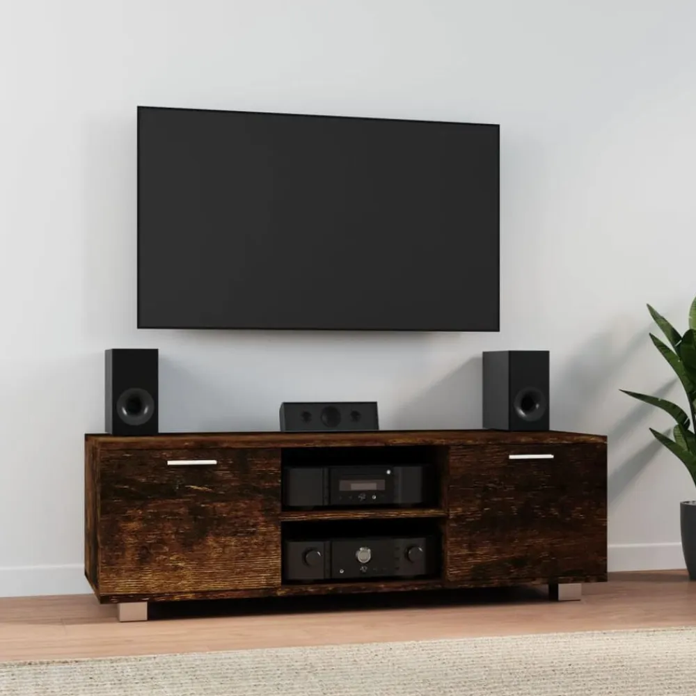 vidaXL Mueble para TV madera contrachapada 120x40,5x35cm Roble ahumado Clearance