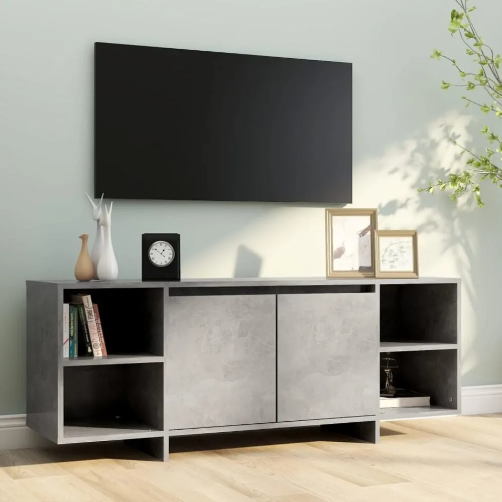 vidaXL Muebles Tv-Mueble para TV madera contrachapada gris hormigón 130x35x50 cm