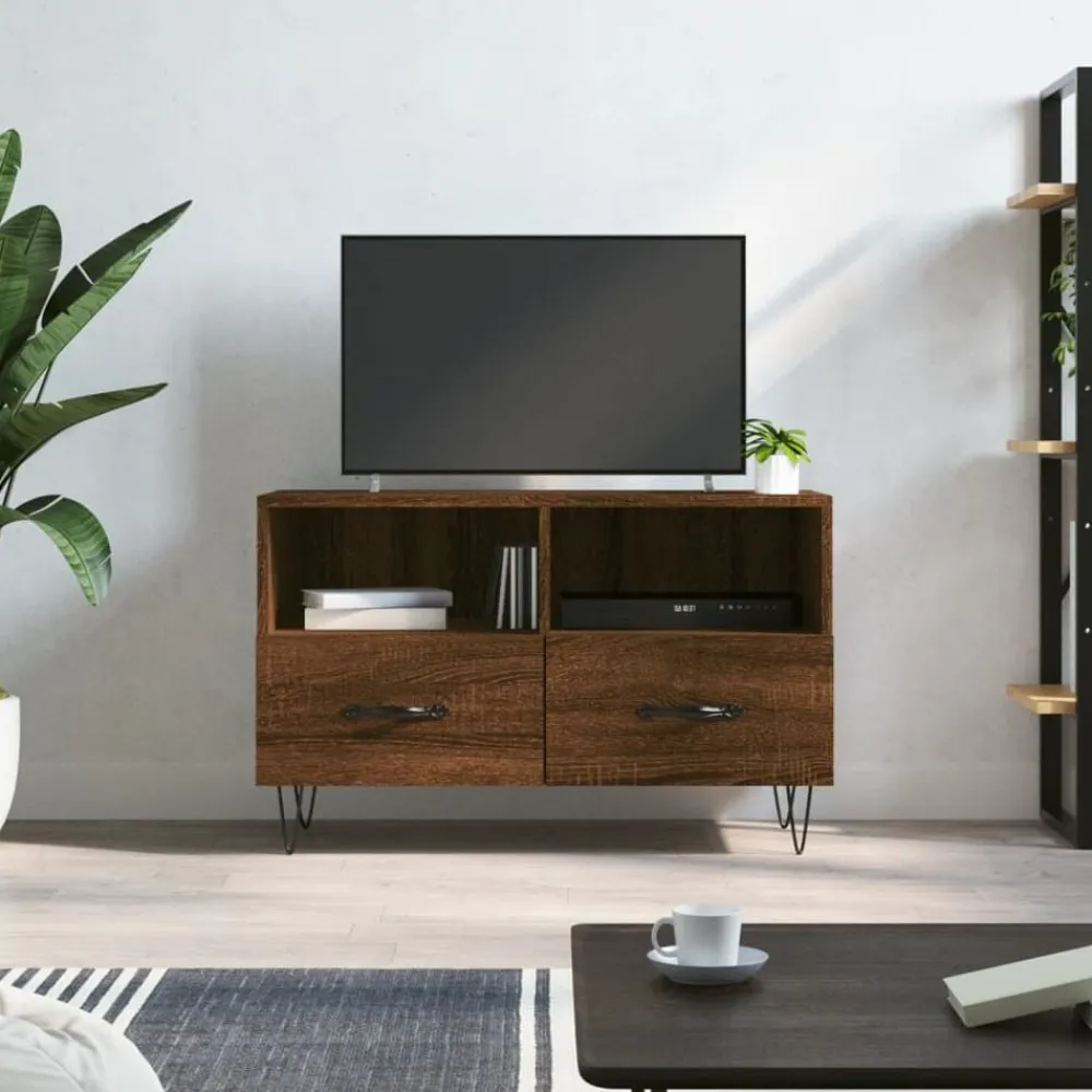 vidaXL Mueble para TV madera contrachapada roble marrón 80x36x50 cm Marrón roble Online