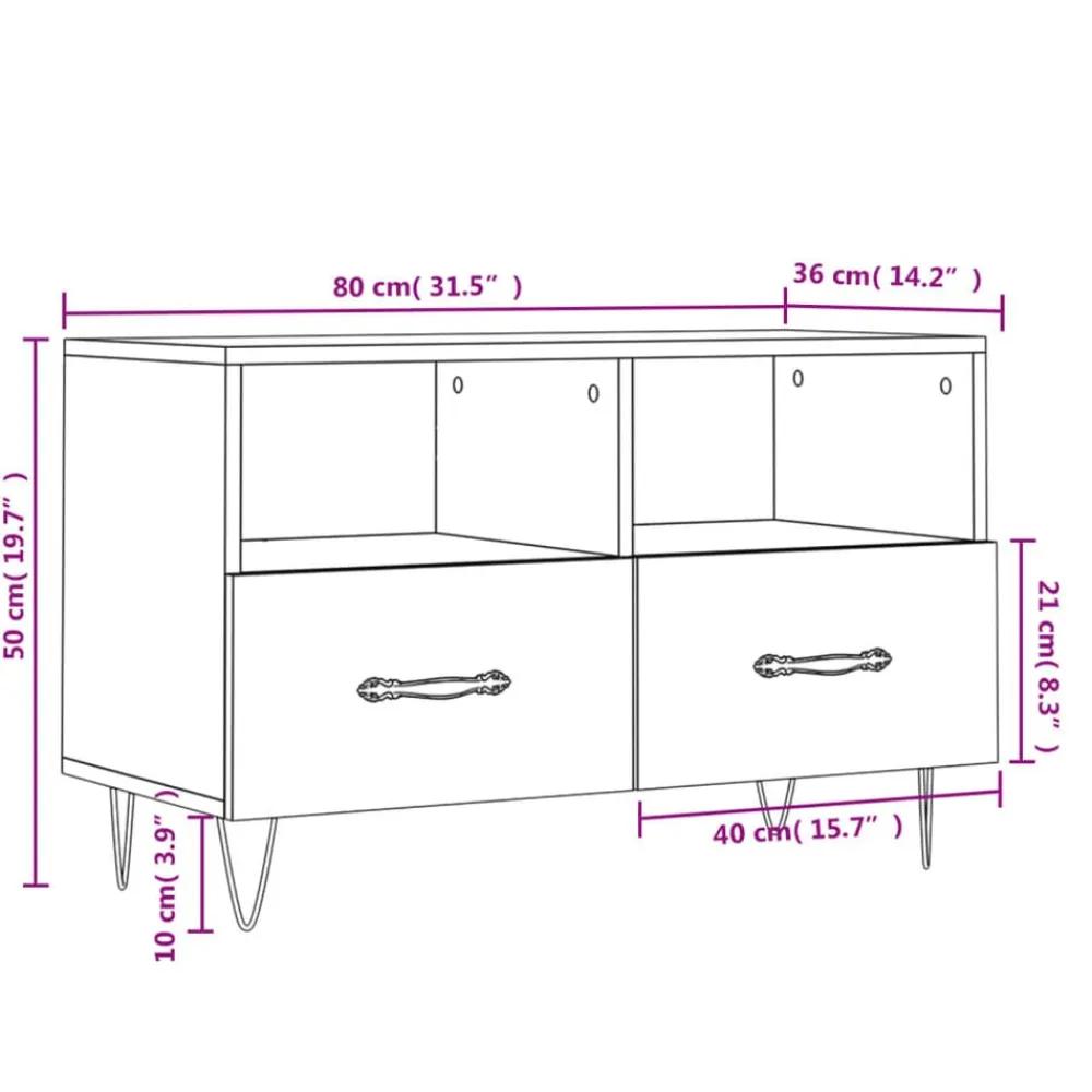 vidaXL Mueble para TV madera contrachapada roble marrón 80x36x50 cm Marrón roble Online
