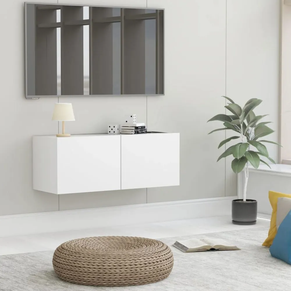 vidaXL Mueble para TV madera contrachapada 80x30x30 cm Blanco Outlet