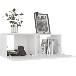 vidaXL Mueble para TV madera contrachapada 80x30x30 cm Blanco Outlet