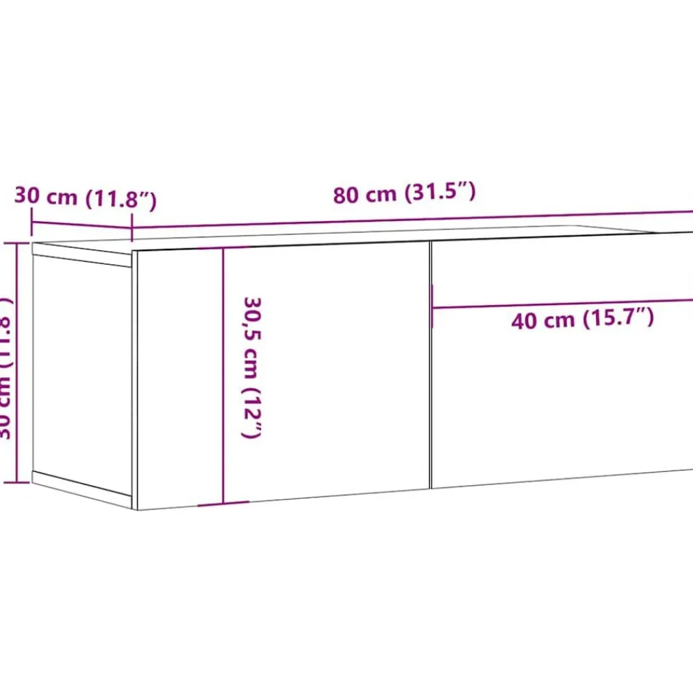 vidaXL Mueble para TV madera contrachapada 80x30x30 cm Blanco Outlet