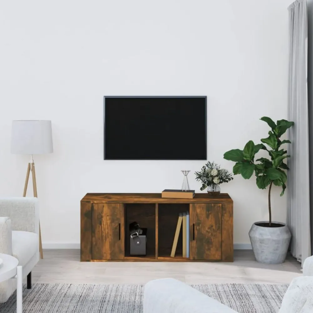 vidaXL Mueble para TV madera contrachapada 100x35x40 cm Roble ahumado Sale
