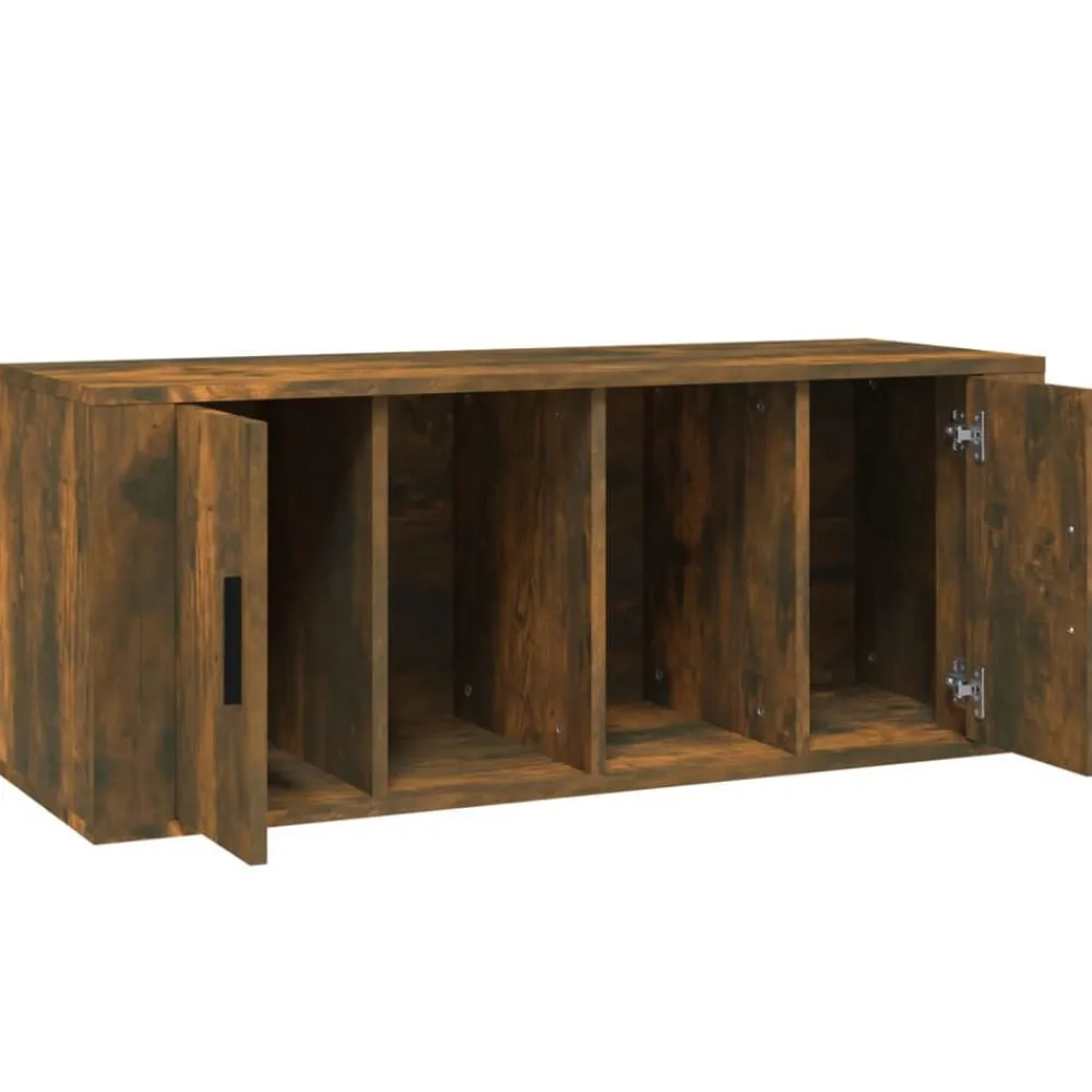 vidaXL Mueble para TV madera contrachapada 100x35x40 cm Roble ahumado Sale