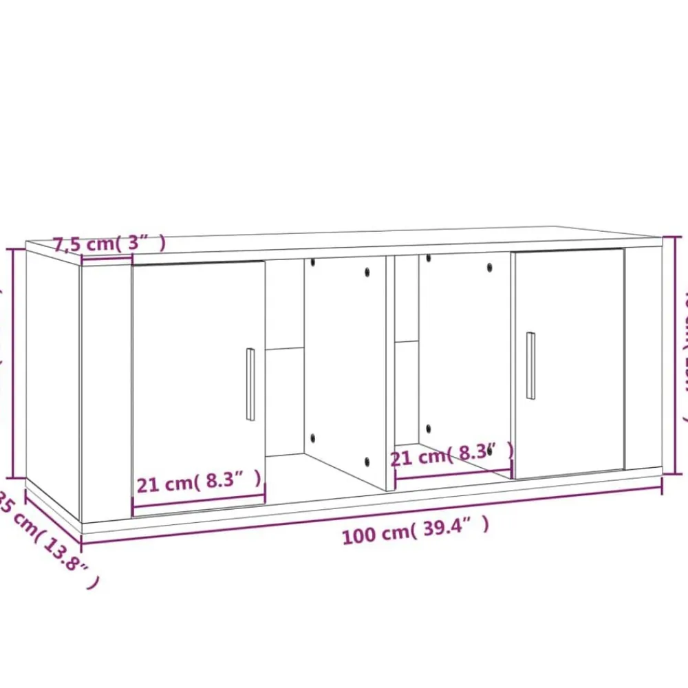 vidaXL Mueble para TV madera contrachapada 100x35x40 cm Roble ahumado Sale