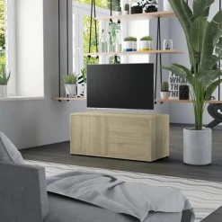 vidaXL Muebles Tv-Mueble para TV madera contrachapada color roble 80x34x36 cm