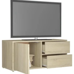 vidaXL Muebles Tv-Mueble para TV madera contrachapada color roble 80x34x36 cm