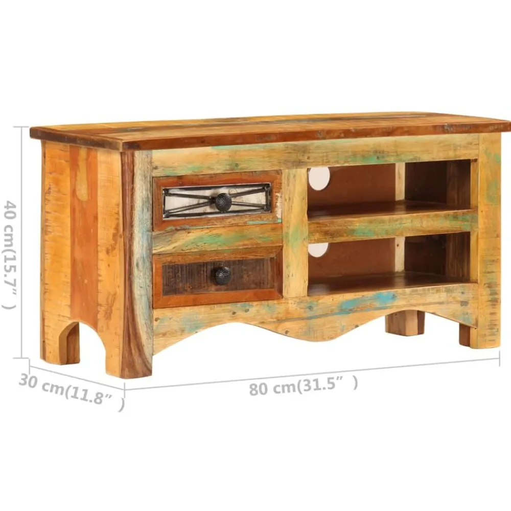vidaXL Mueble para TV madera maciza reciclada 80x30x40 cm New