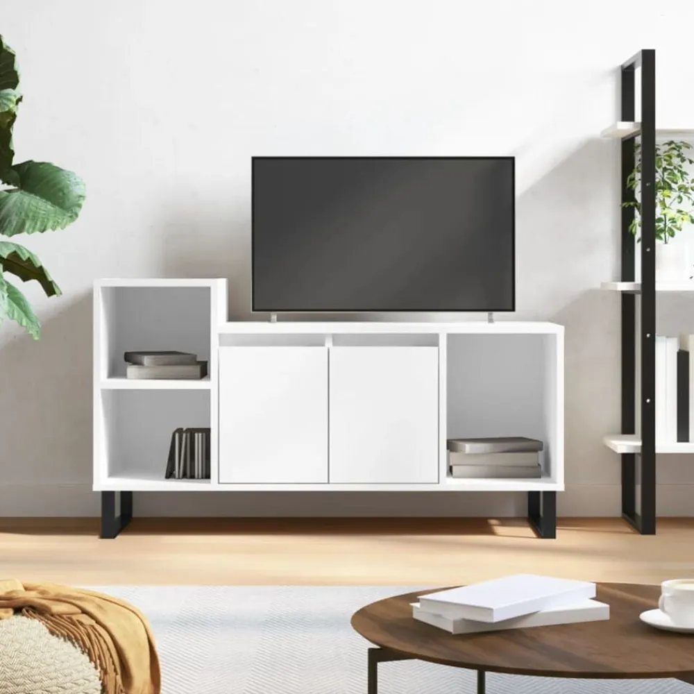 vidaXL Mueble para TV madera contrachapada 100x35x55 cm Blanco