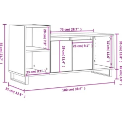 vidaXL Mueble para TV madera contrachapada 100x35x55 cm Blanco