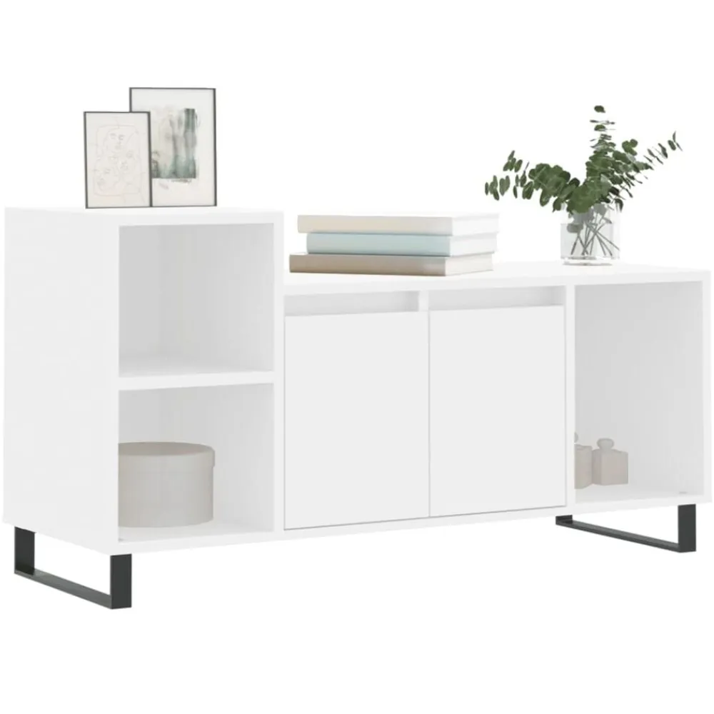 vidaXL Mueble para TV madera contrachapada 100x35x55 cm Blanco