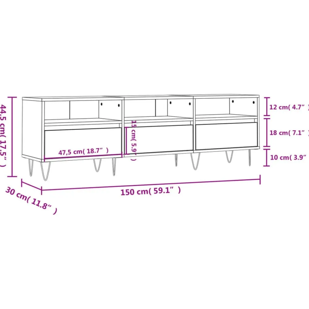 vidaXL Mueble para TV madera contrachapada 150x30x44,5 cm Gris sonoma Best