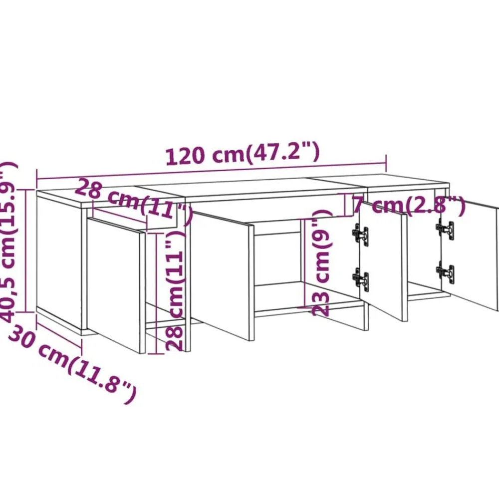 vidaXL Mueble para TV madera contrachapada 120x30x40,5 cm Blanco Outlet