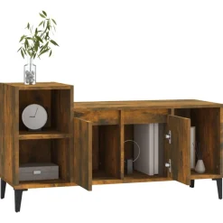 vidaXL Mueble para TV madera contrachapada 100x35x55 cm Roble ahumado Hot