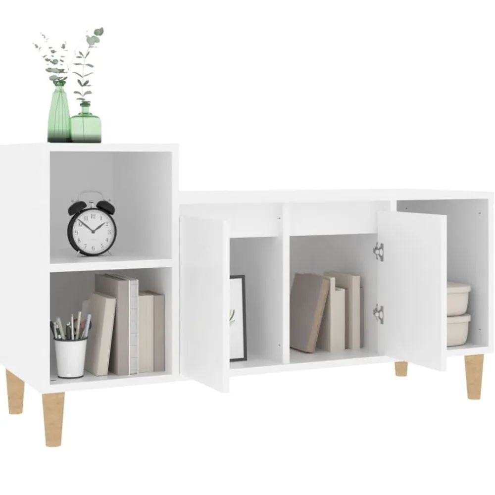 vidaXL Mueble para TV madera contrachapada 100x35x55 cm Blanco Clearance