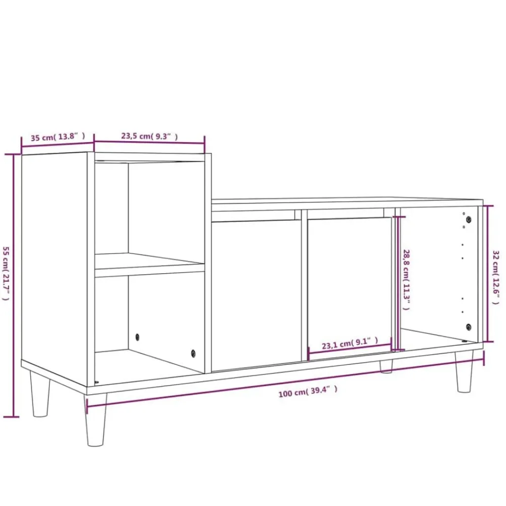 vidaXL Mueble para TV madera contrachapada 100x35x55 cm Blanco Clearance