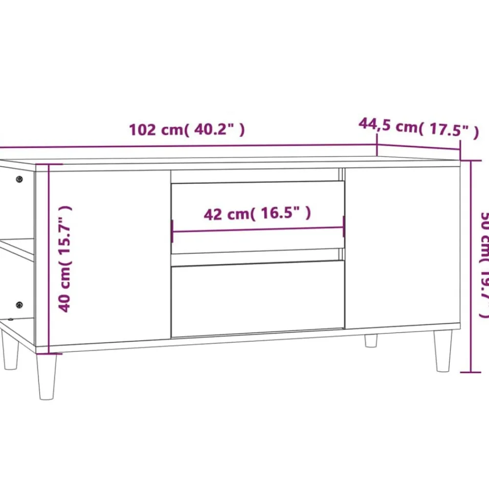 vidaXL Muebles Tv-Mueble para TV madera contrachapada 102x44,5x50 cm