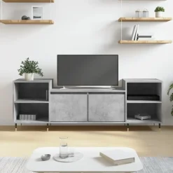 vidaXL Mueble para TV madera contrachapada gris hormigón 160x35x55 cm Gris hormig&oacute;n New